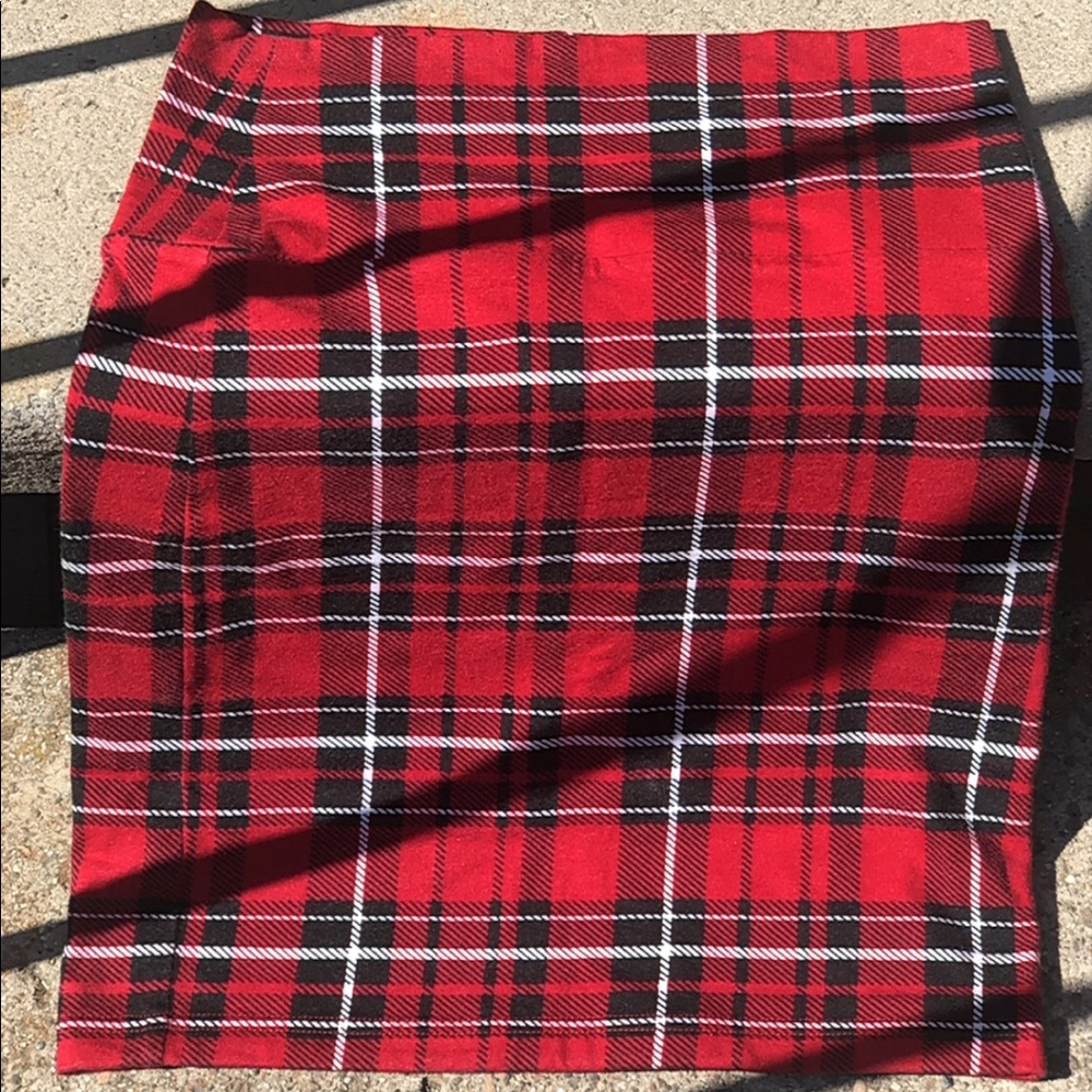 Red black and white skirt